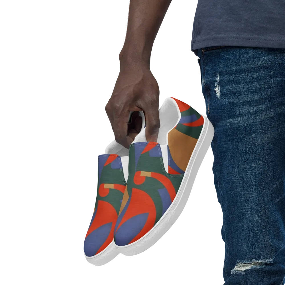 Vermilion Current on Men's Slip-On Canvas Shoes — Left Front
