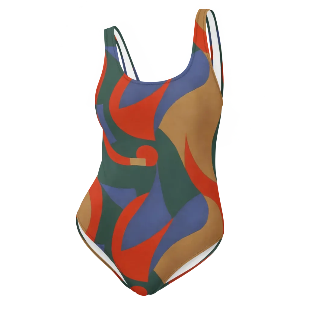 Vermilion Current on One-Piece Swimsuit — Front