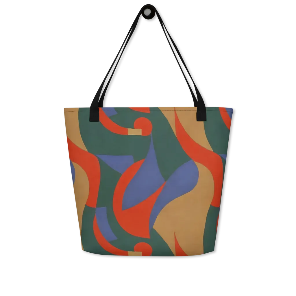 Vermilion Current on Large Tote Bag W/ Pocket — Front