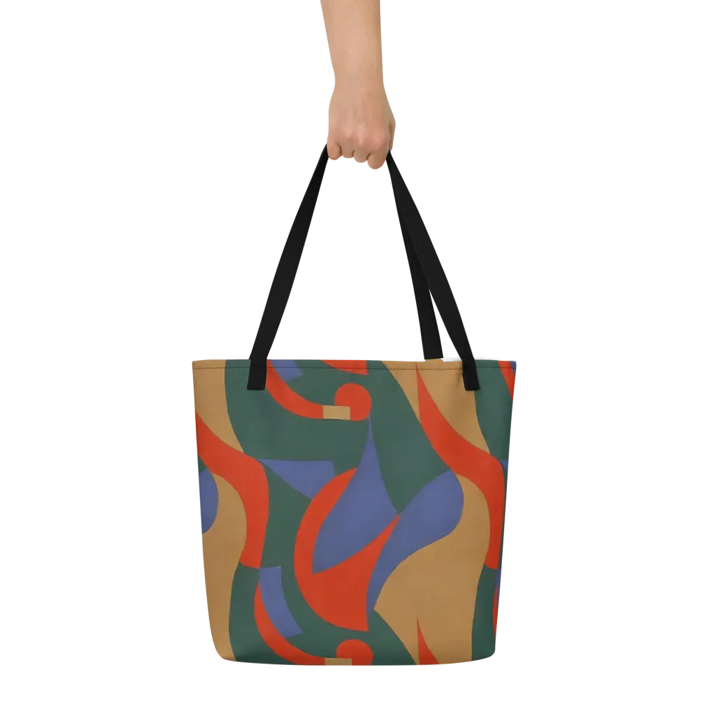 Vermilion Current on Large Tote Bag W/ Pocket — Front