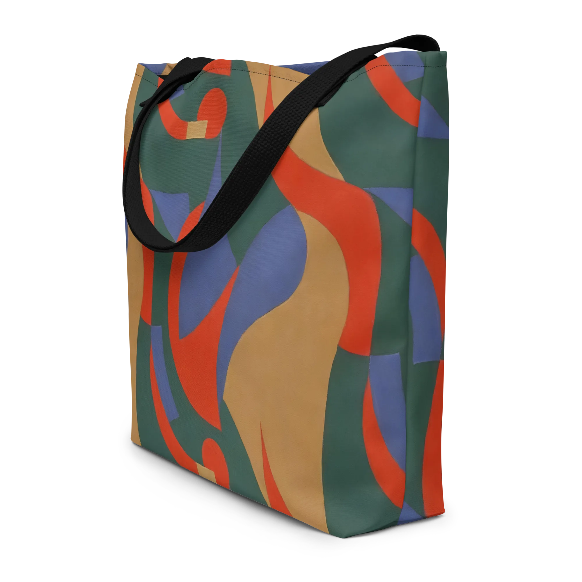 Vermilion Current on Large Tote Bag W/ Pocket — Front