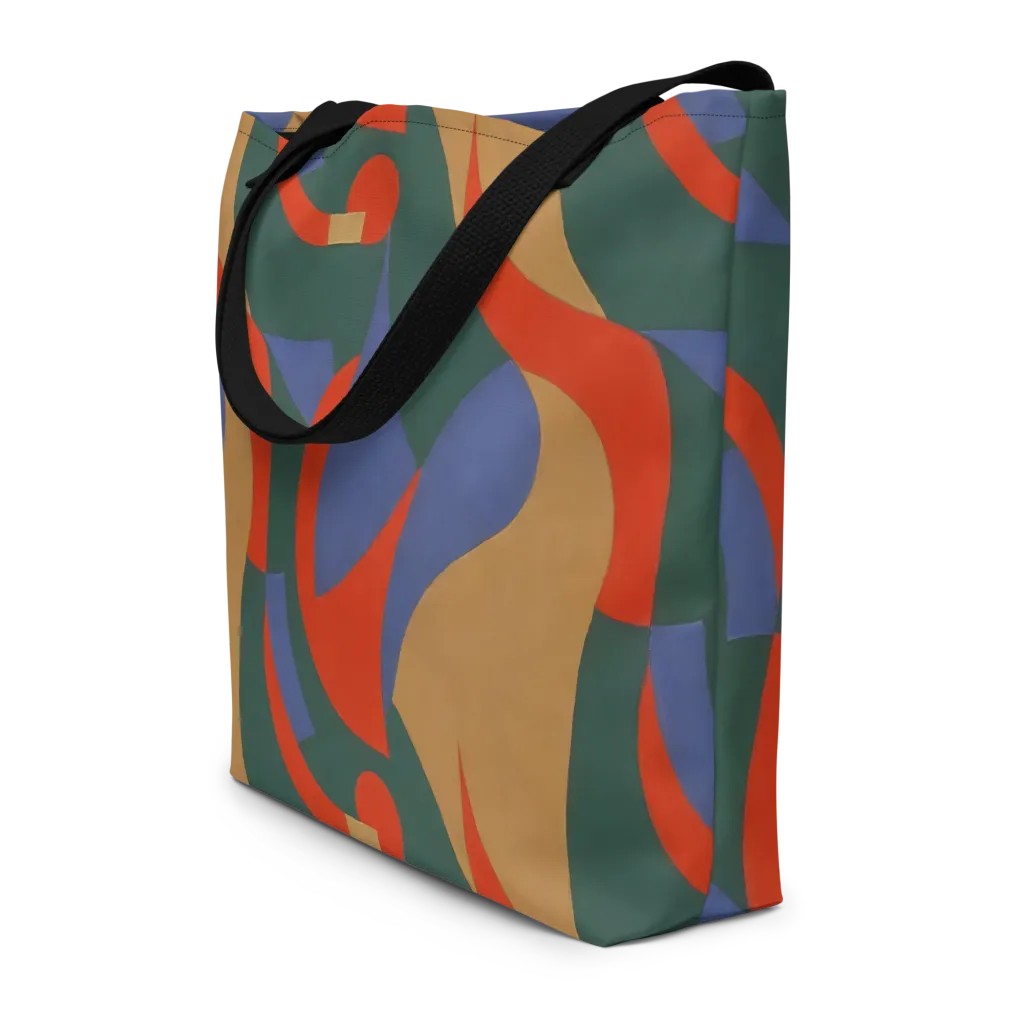 Vermilion Current on Large Tote Bag W/ Pocket — Front