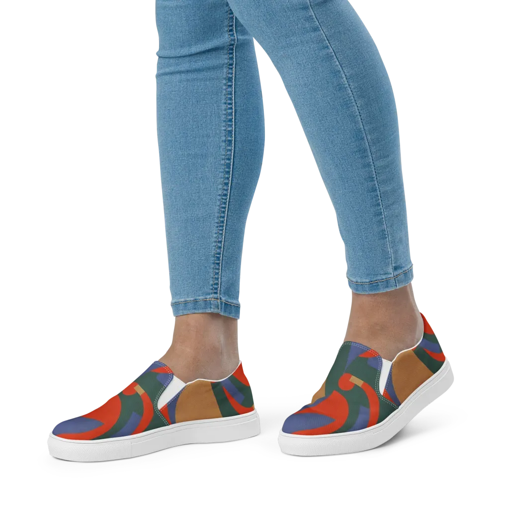 Vermilion Current on Women's Slip-On Canvas Shoes — Front