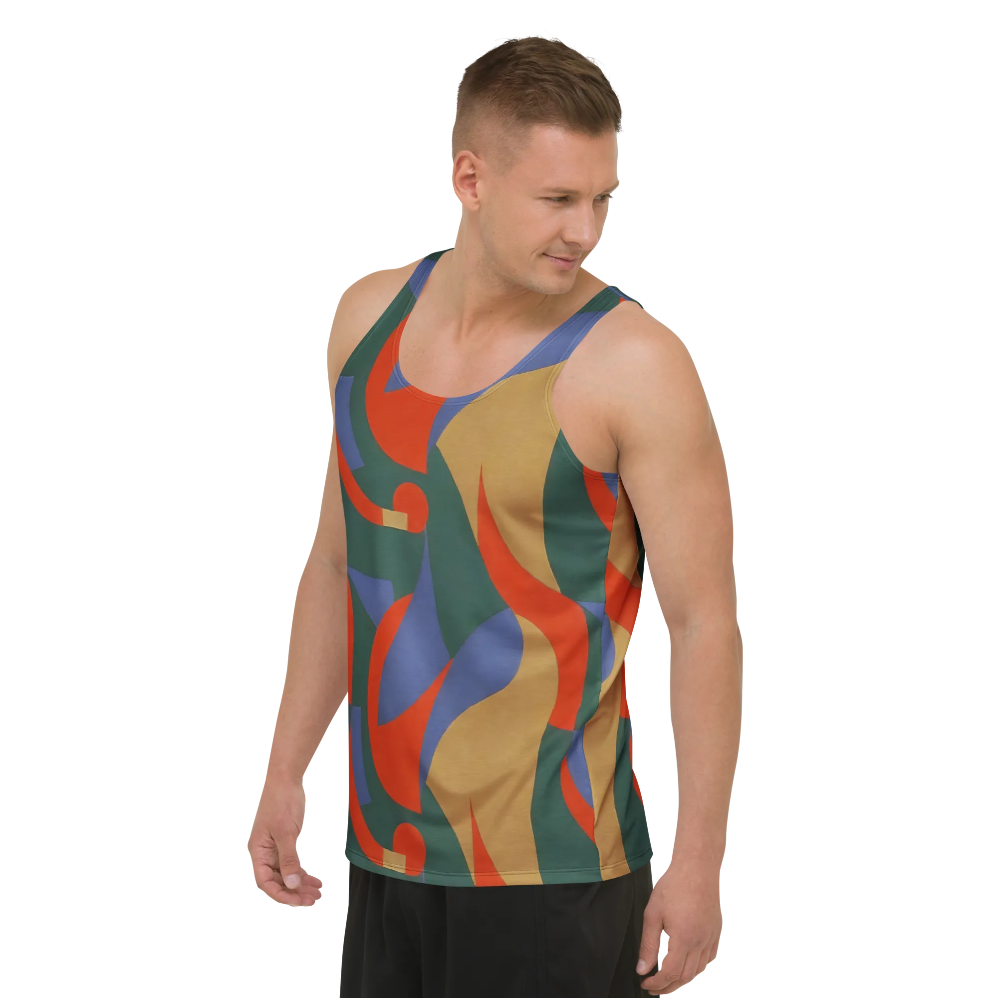 Vermilion Current on Men's Tank Top — Left Front