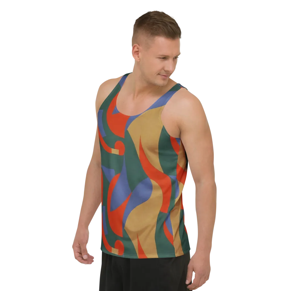 Vermilion Current on Men's Tank Top — Left Front