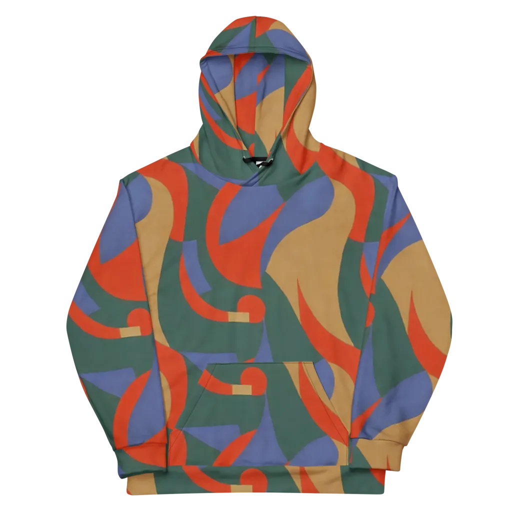 Vermilion Current on Cotton Hoodie — Front