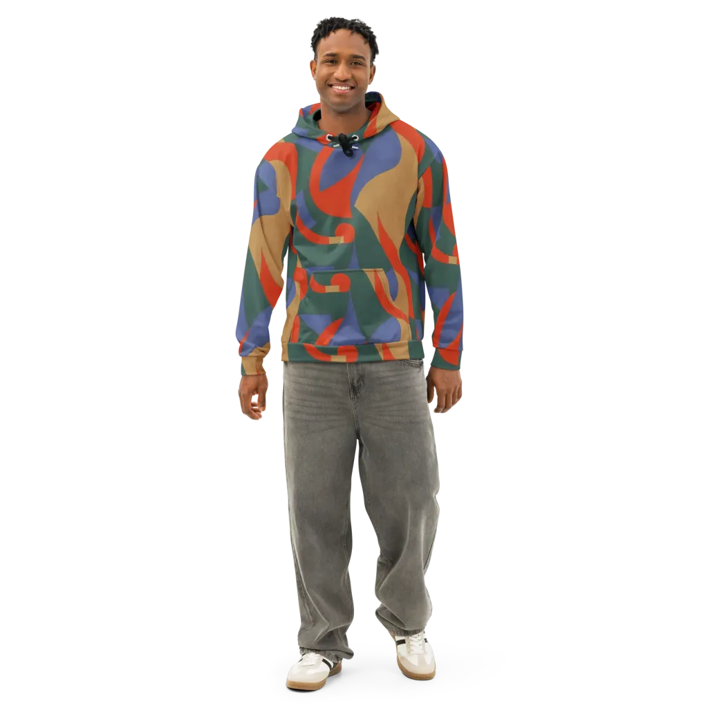 Vermilion Current on Cotton Hoodie — Front