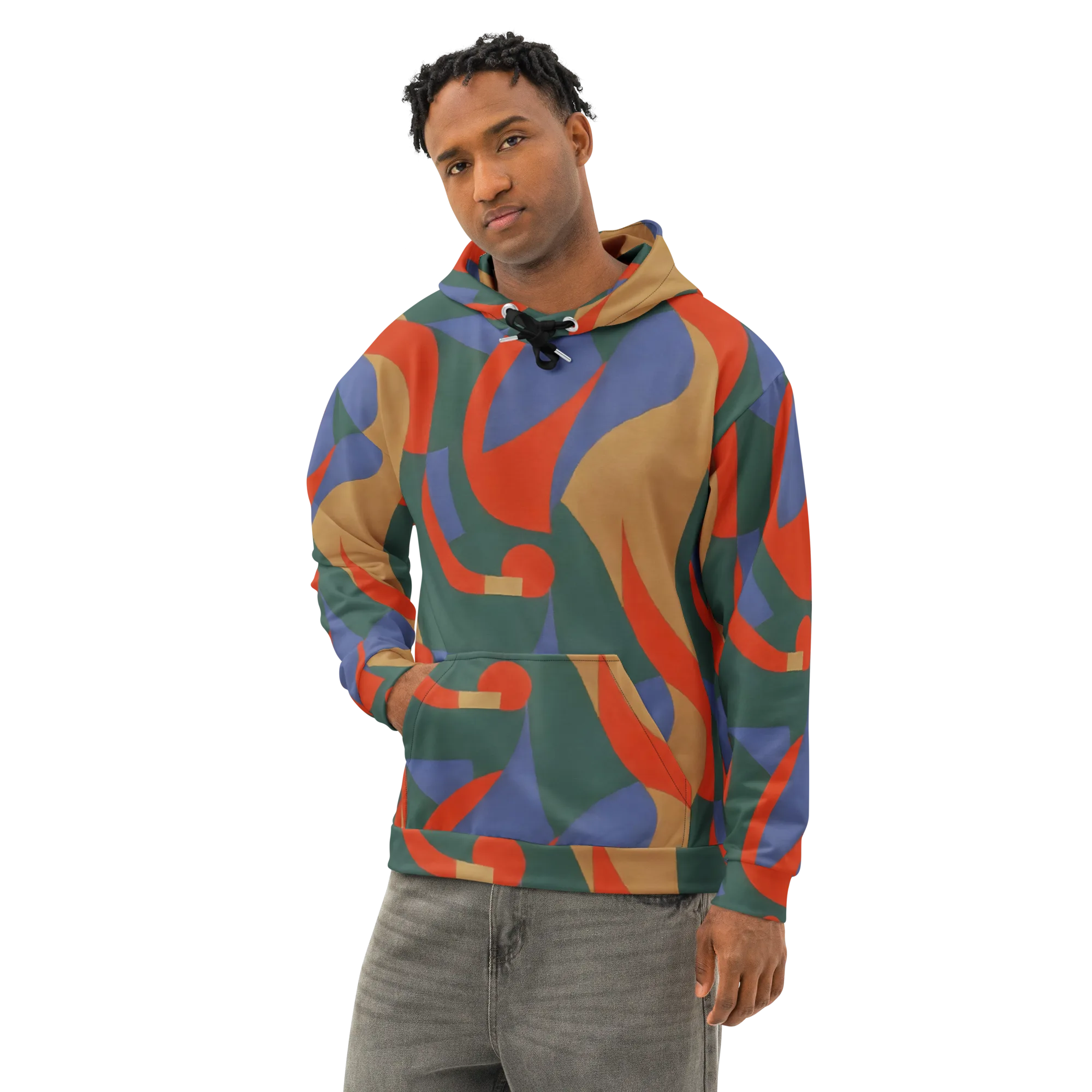 Vermilion Current on Cotton Hoodie — Left Front