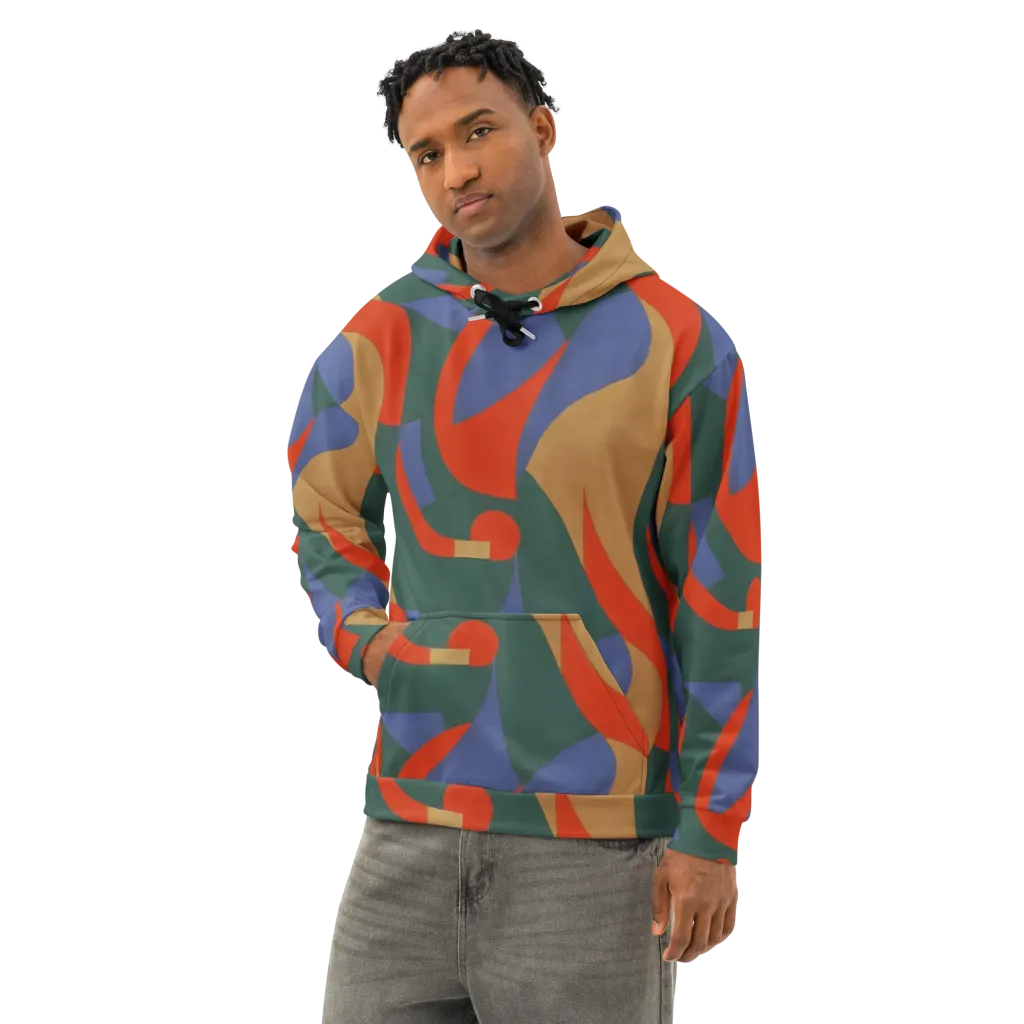 Vermilion Current on Cotton Hoodie — Left Front