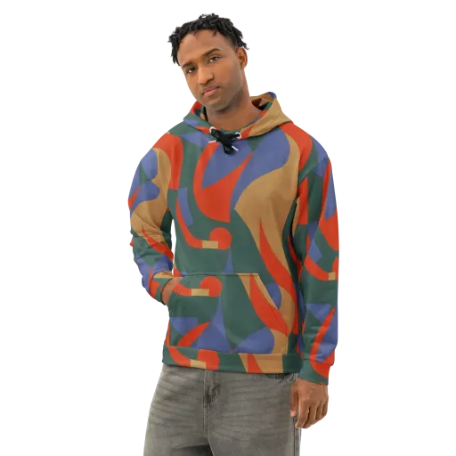 Vermilion Current on a Cotton Hoodie