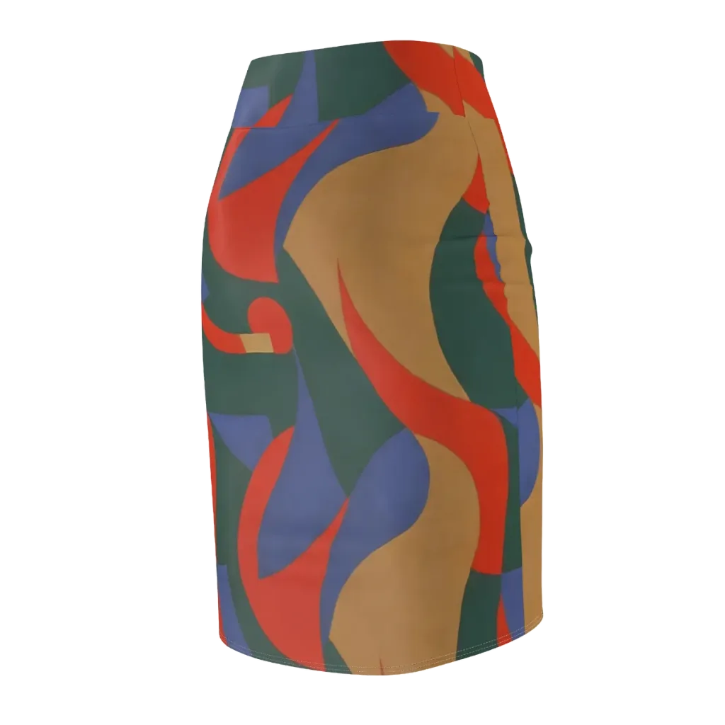 Vermilion Current on Pencil Skirt — Back Side