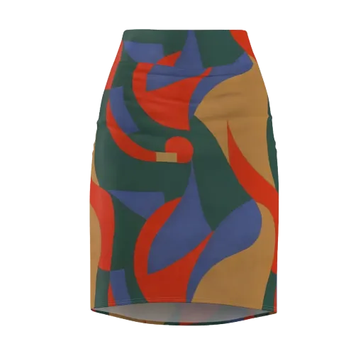 Vermilion Current on a Pencil Skirt