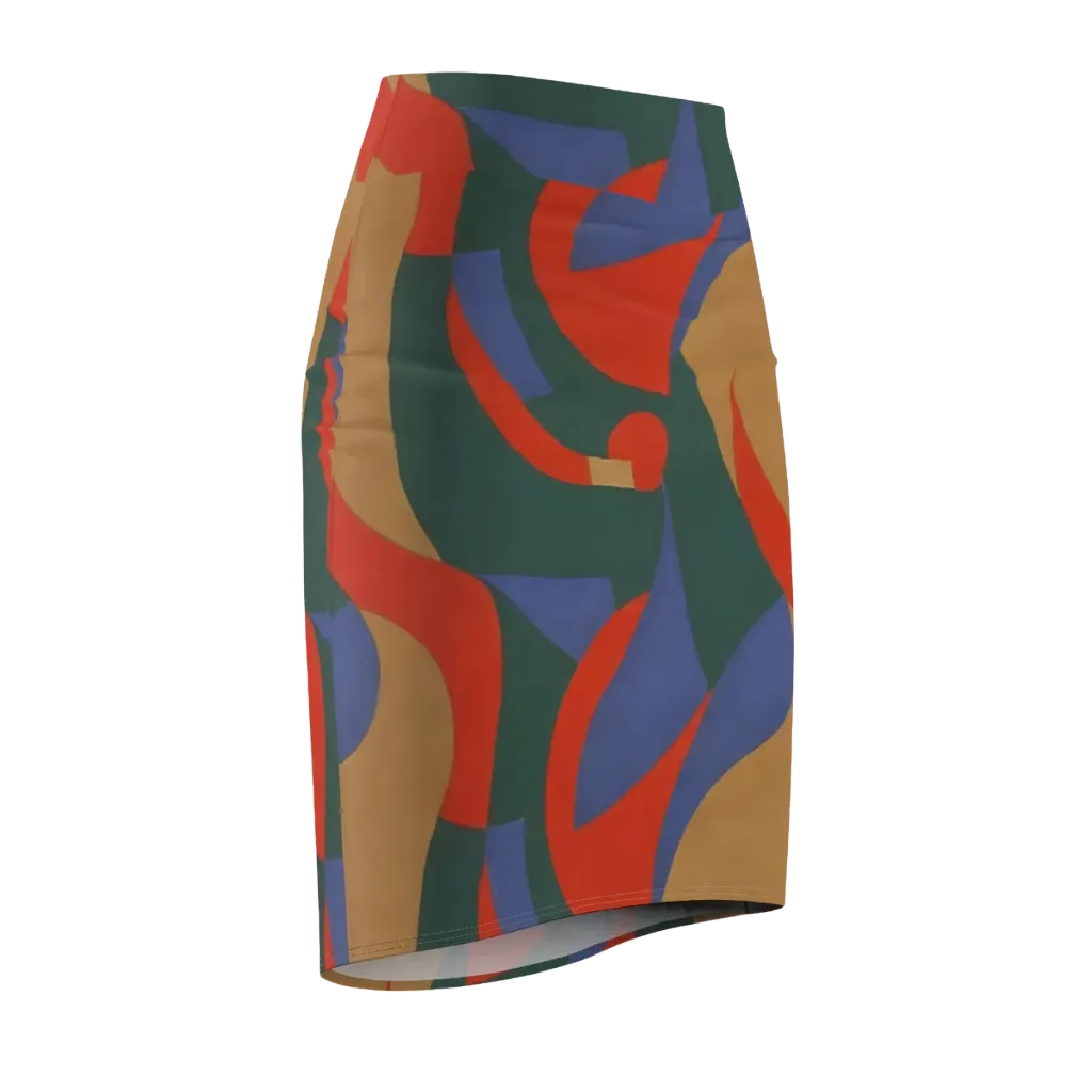 Vermilion Current on Pencil Skirt — Front Side
