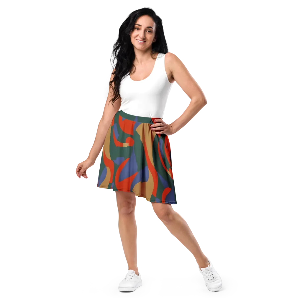 Vermilion Current on Skater Skirt — Front