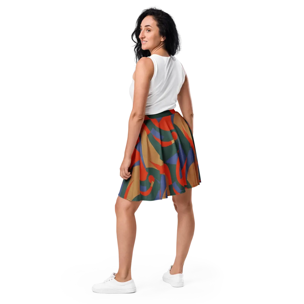 Vermilion Current on Skater Skirt — Back