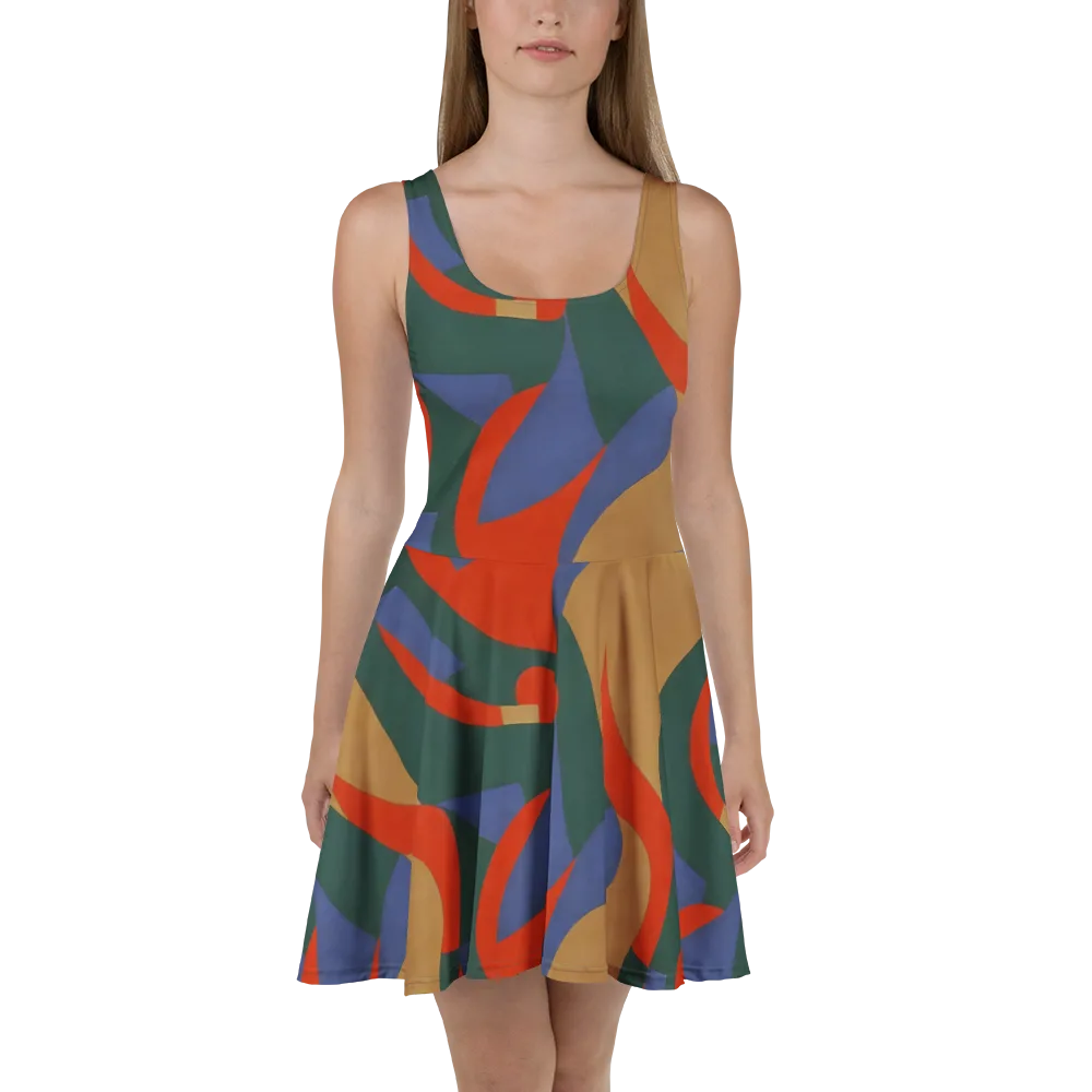 Vermilion Current on Skater Dress — Front