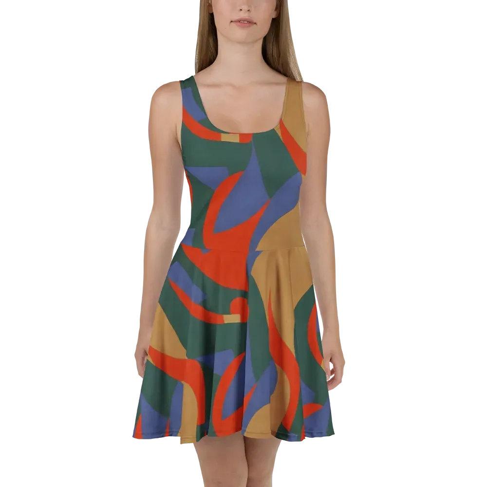 Vermilion Current on Skater Dress — Front