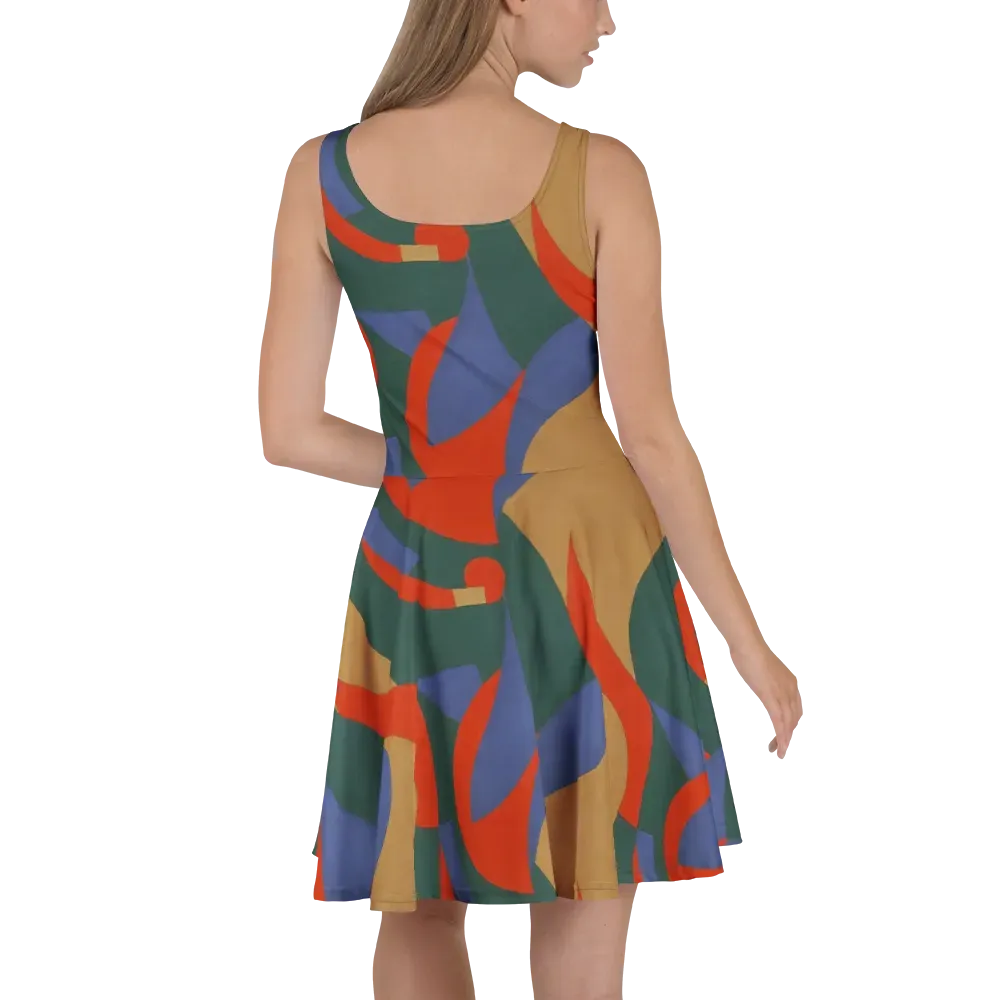 Vermilion Current on Skater Dress — Back