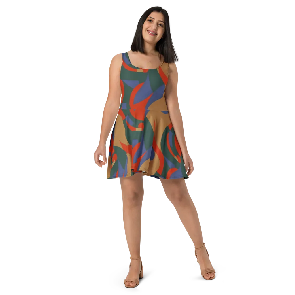 Vermilion Current on Skater Dress — Front