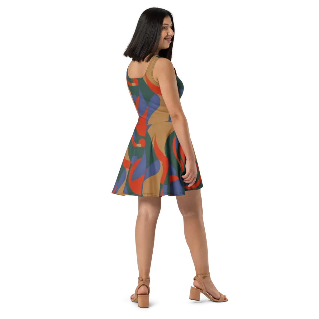 Vermilion Current on Skater Dress — Right