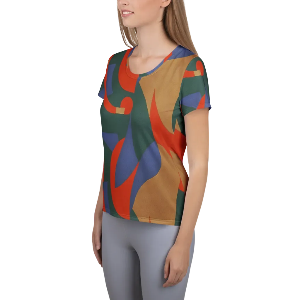 Vermilion Current on Women's Athletic T-Shirt — Left