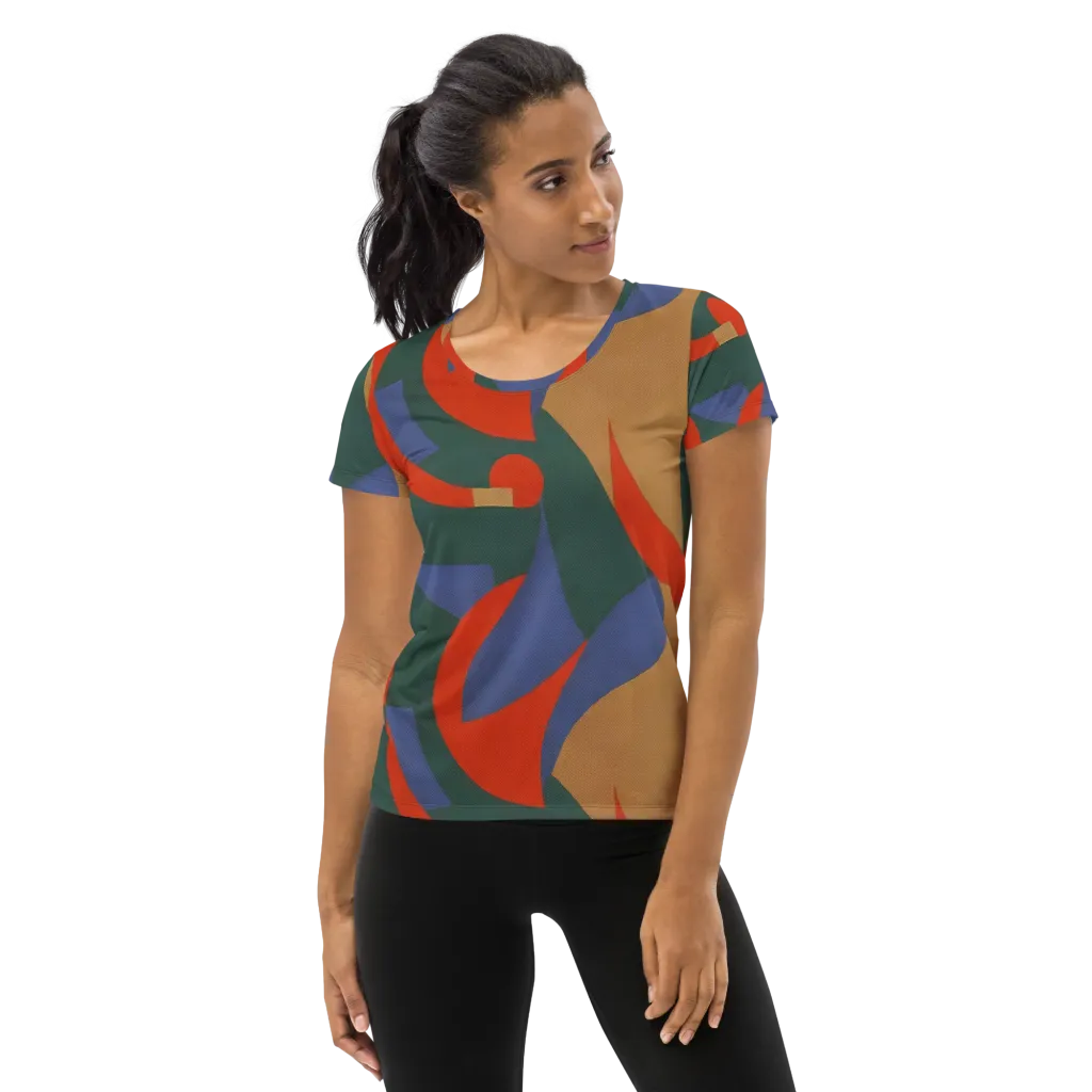 Vermilion Current on Women's Athletic T-Shirt — Front