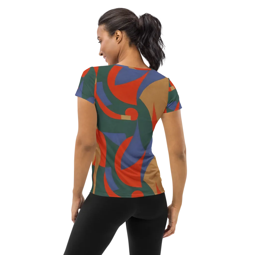 Vermilion Current on Women's Athletic T-Shirt — Back