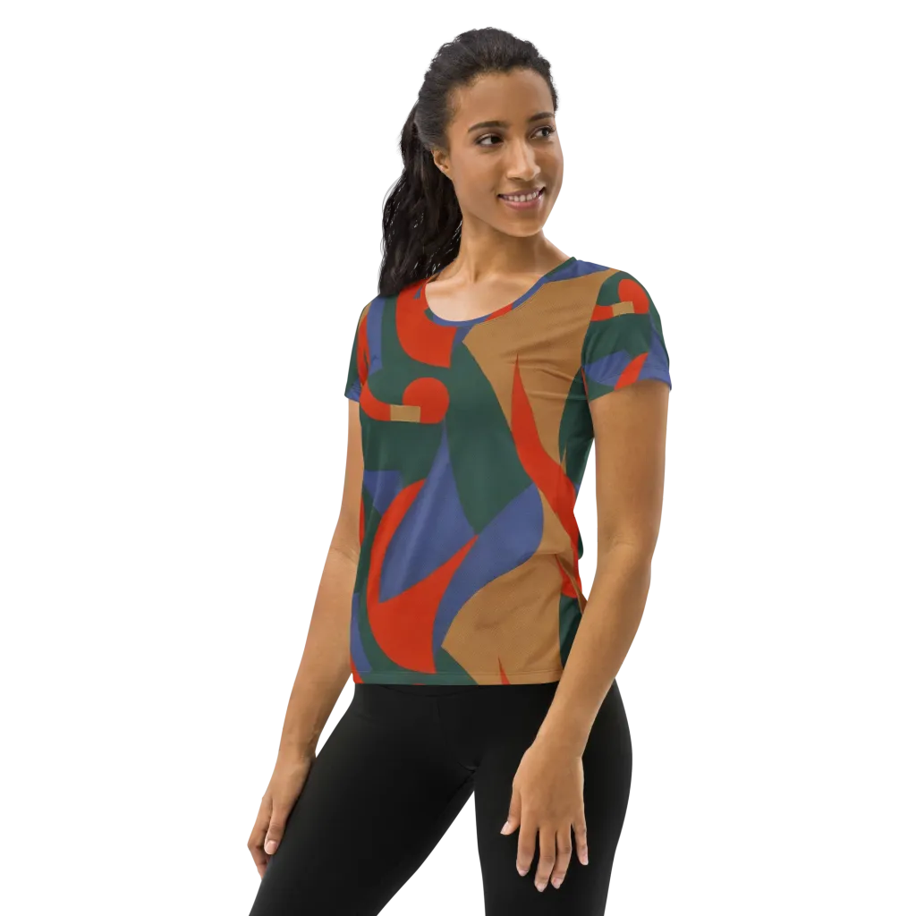 Vermilion Current on Women's Athletic T-Shirt — Left