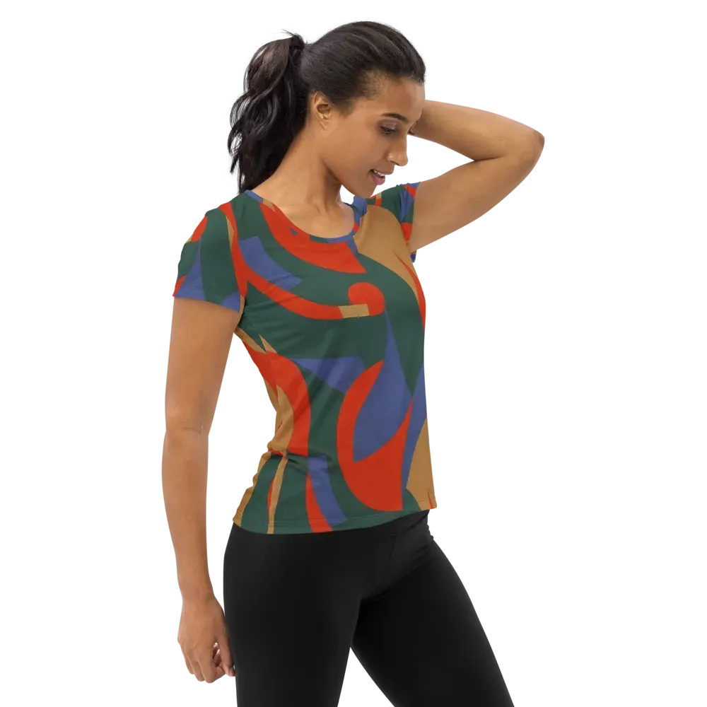 Vermilion Current on Women's Athletic T-Shirt — Right