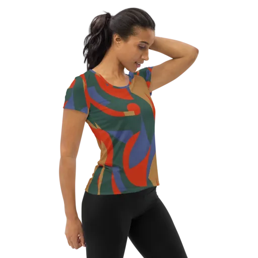 Vermilion Current on a Women's Athletic T-Shirt