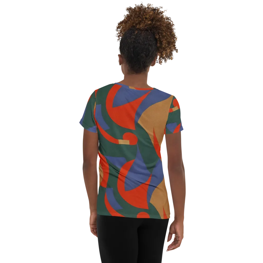 Vermilion Current on Women's Athletic T-Shirt — Back
