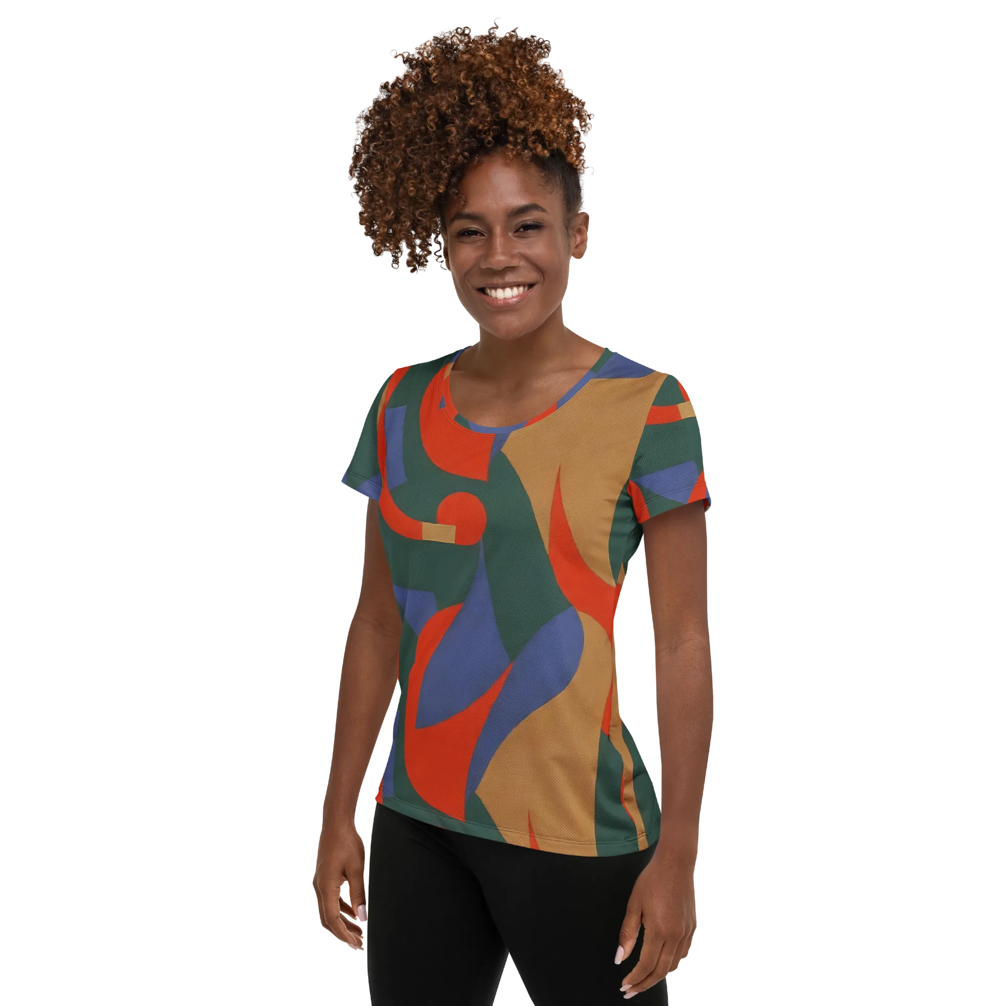 Vermilion Current on Women's Athletic T-Shirt — Left