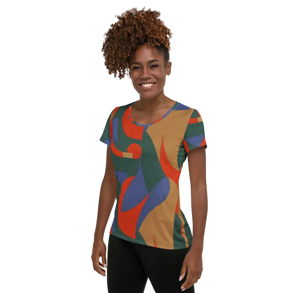 Vermilion Current on Women's Athletic T-Shirt — Left