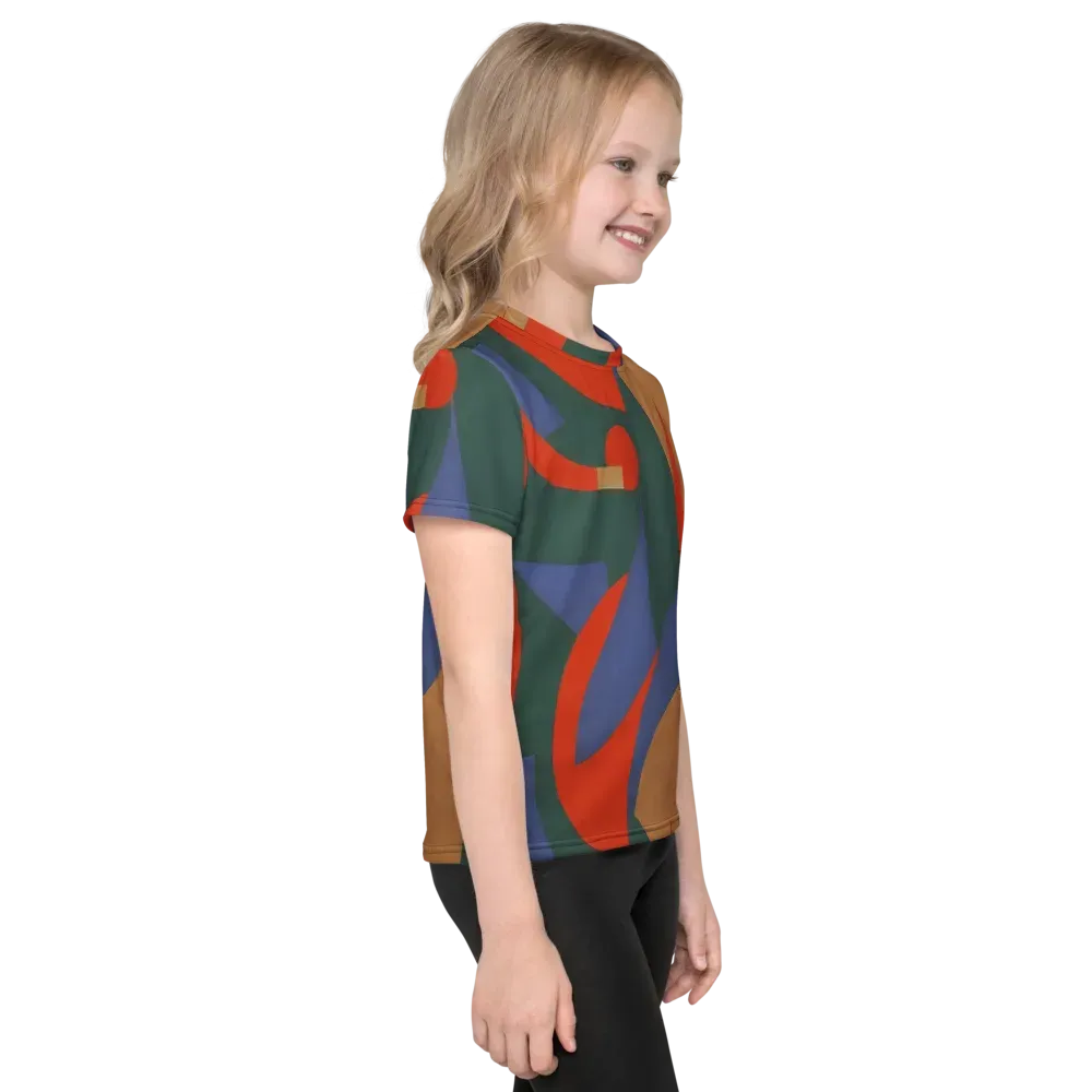 Vermilion Current on Kids Crew Neck T-Shirt — Right