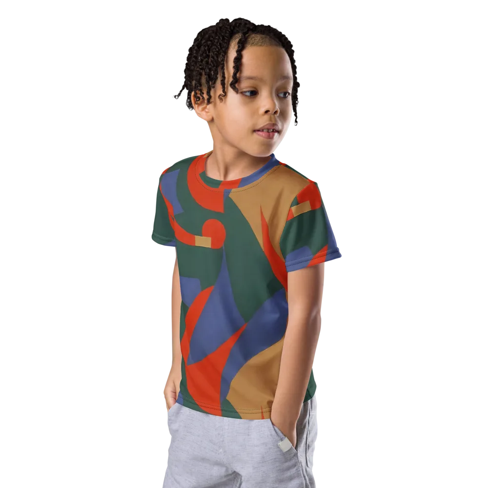 Vermilion Current on Kids Crew Neck T-Shirt — Left Front