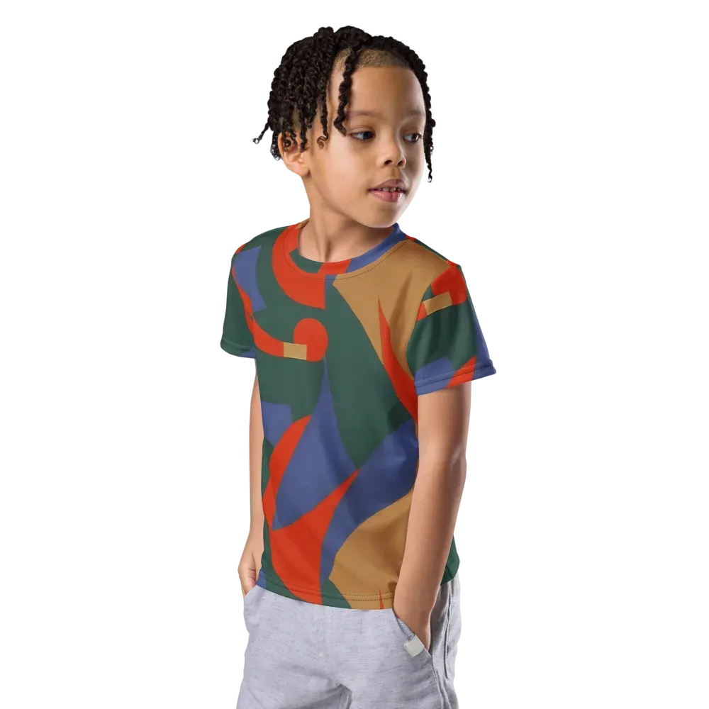 Vermilion Current on Kids Crew Neck T-Shirt — Left Front