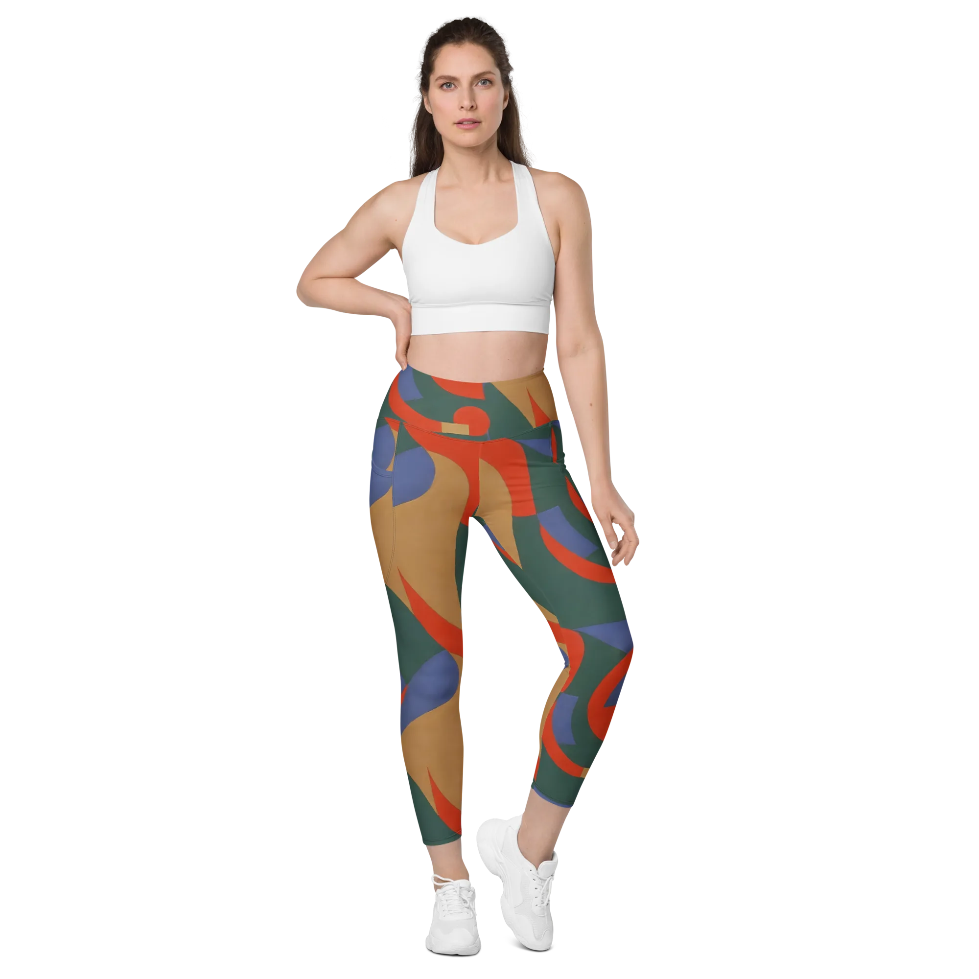 Vermilion Current on Leggings with Pockets — Front