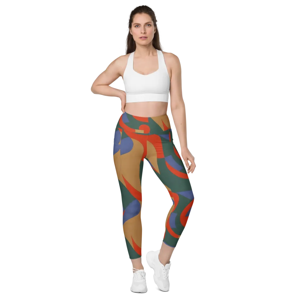 Vermilion Current on Leggings with Pockets — Front