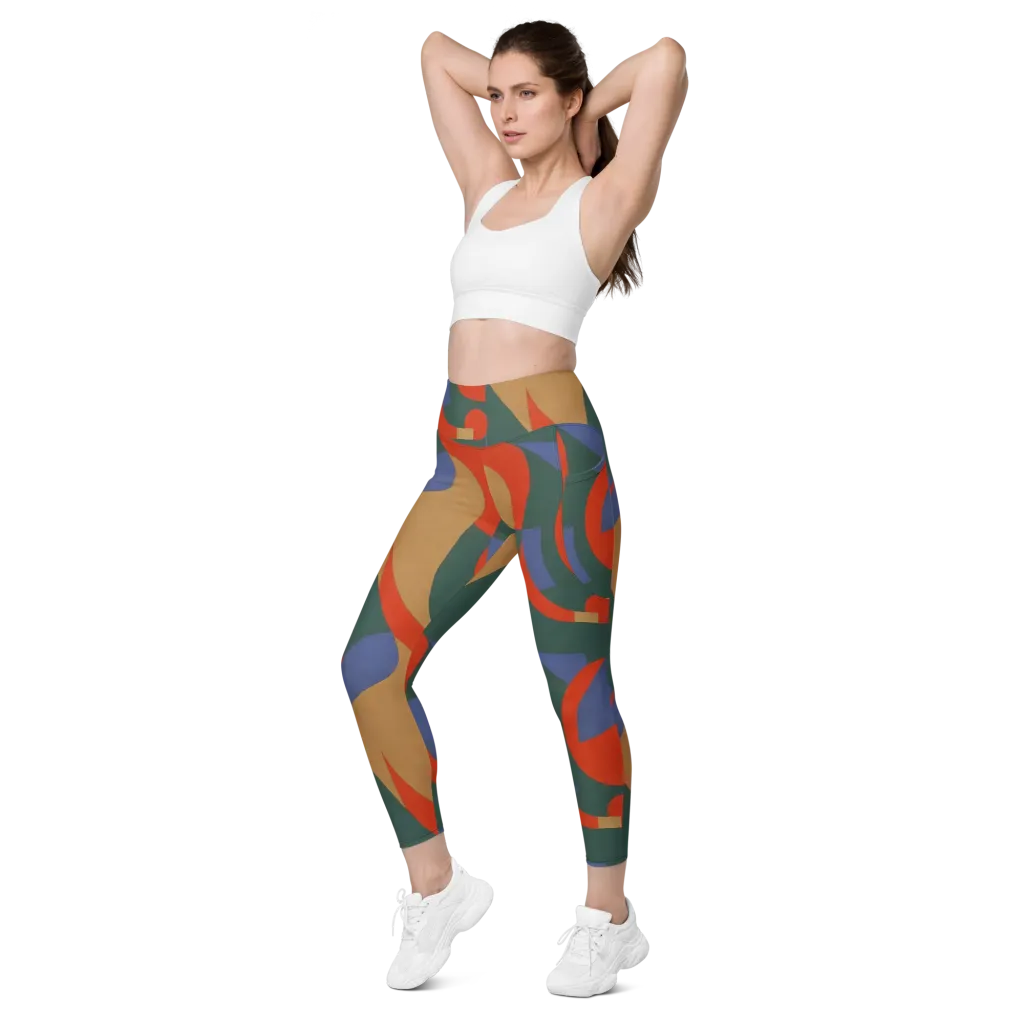 Vermilion Current on Leggings with Pockets — Left Front