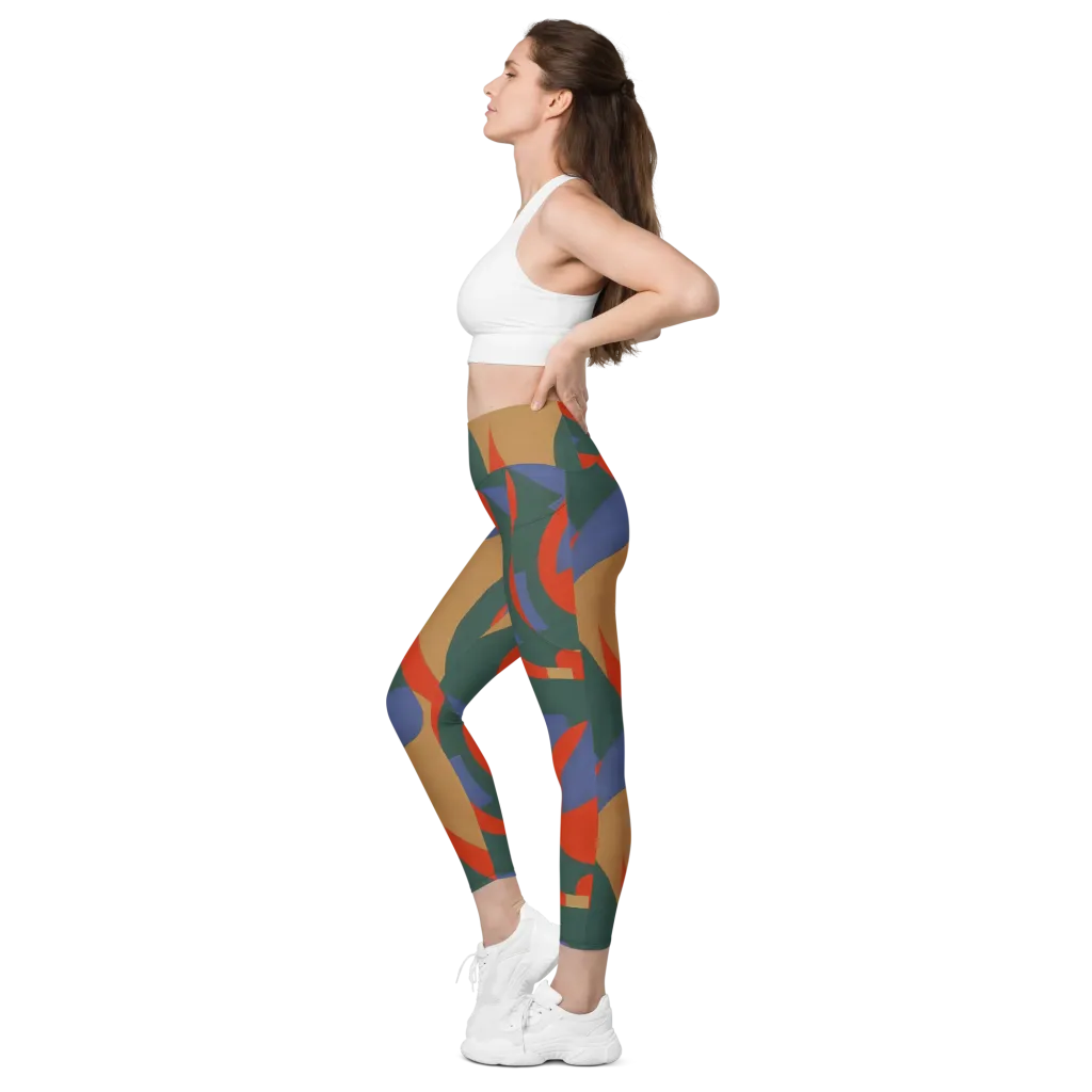 Vermilion Current on Leggings with Pockets — Left