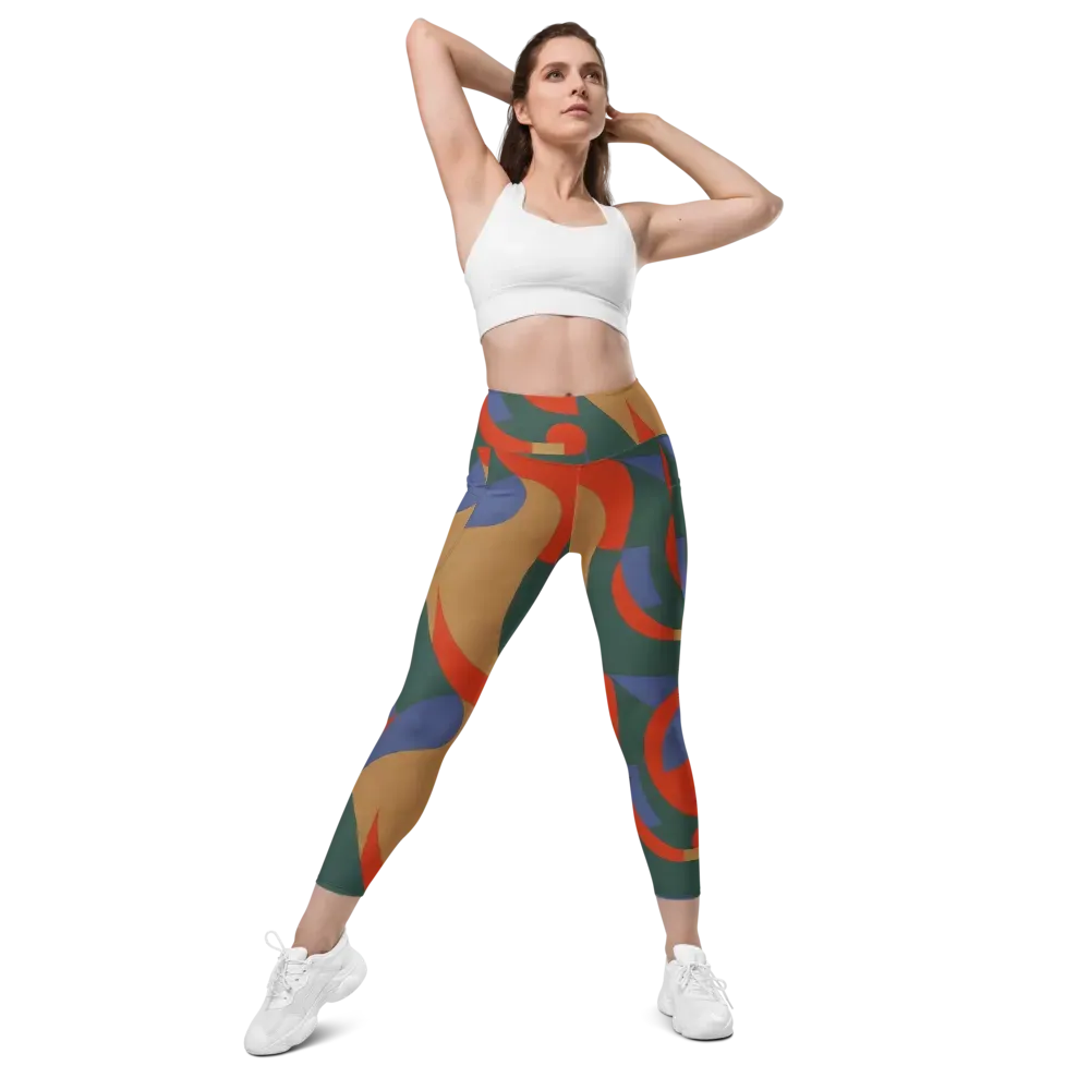 Vermilion Current on Leggings with Pockets — Front