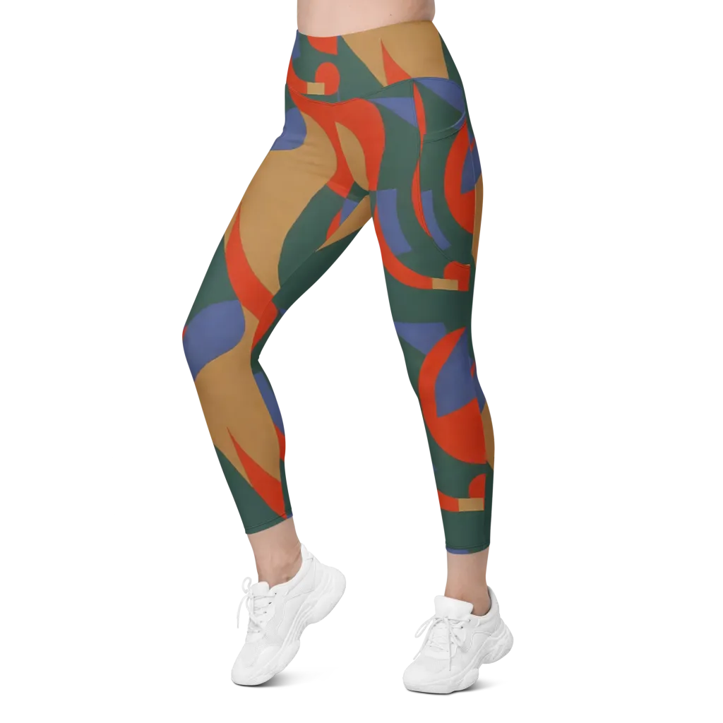 Vermilion Current on Leggings with Pockets — Left Front