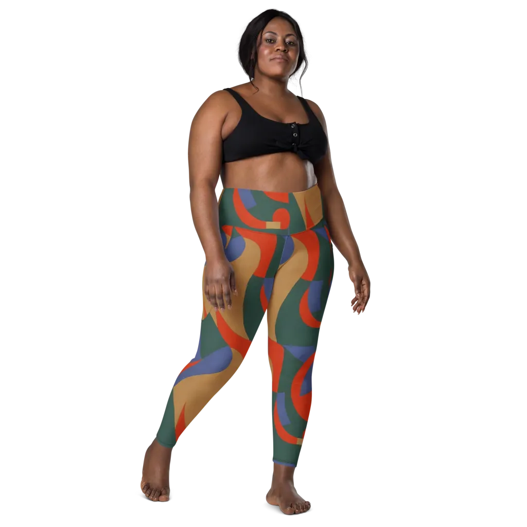 Vermilion Current on Leggings with Pockets — Front