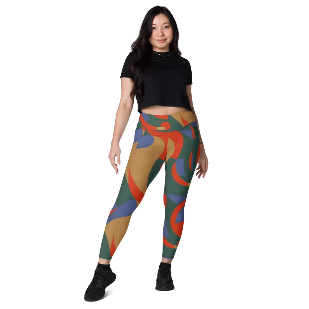 Vermilion Current on Leggings with Pockets — Front