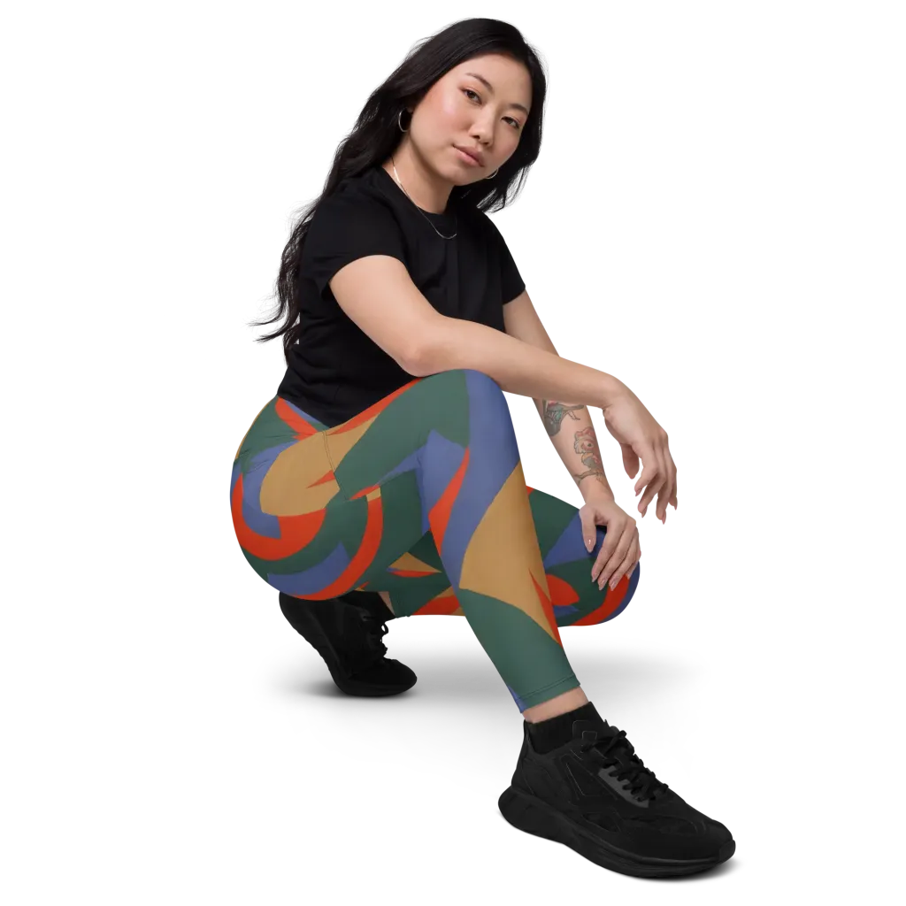 Vermilion Current on Leggings with Pockets — Right Front