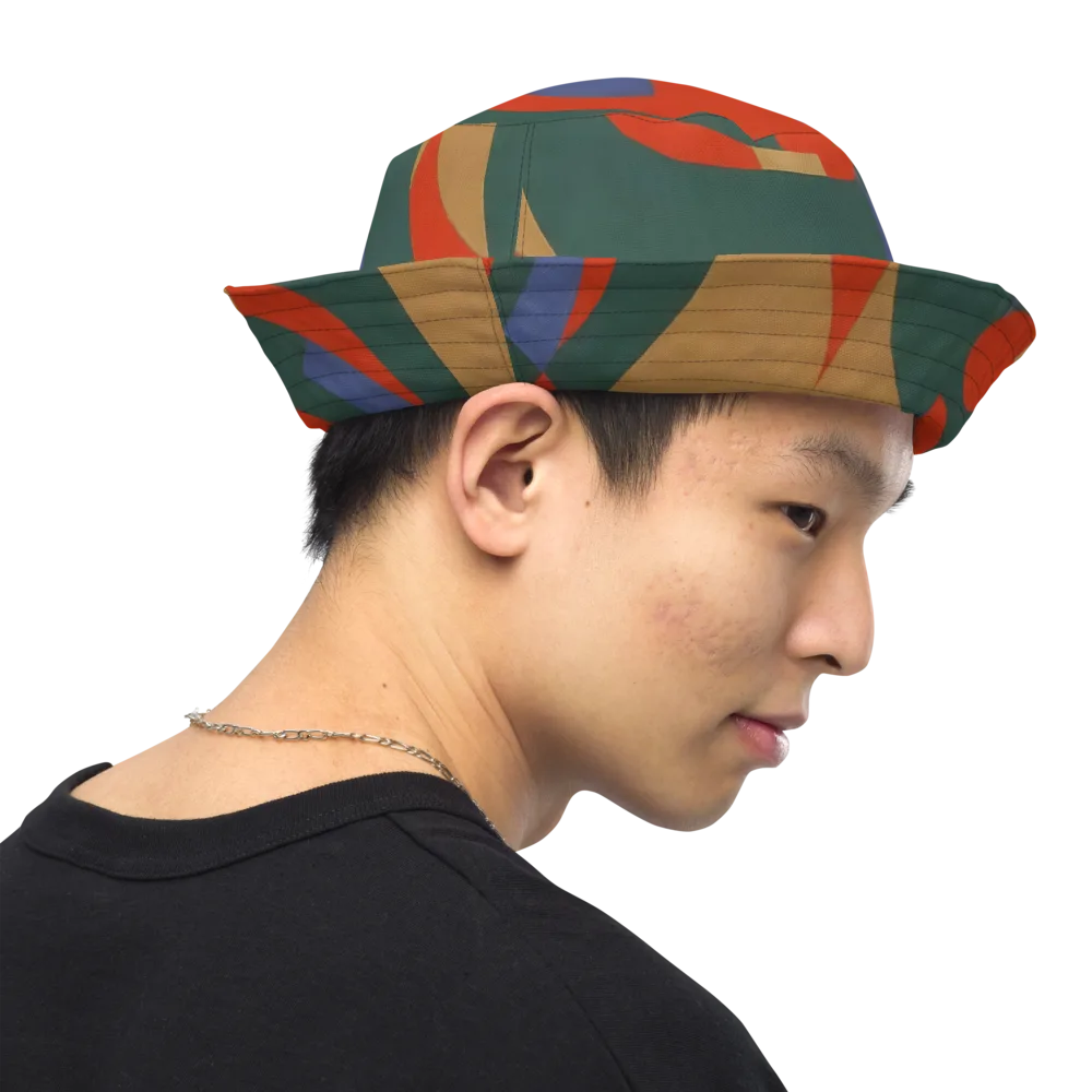 Vermilion Current on Reversible Bucket Hat — Right Outside