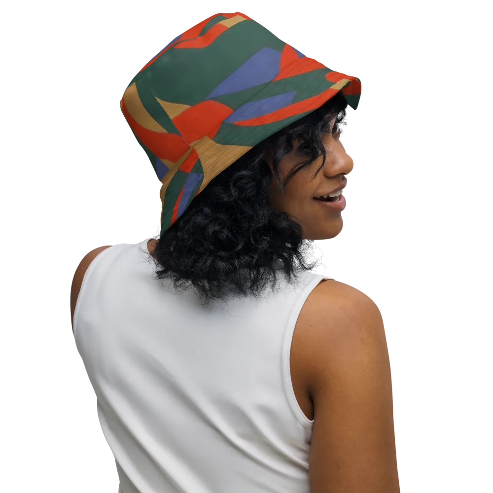 Vermilion Current on Reversible Bucket Hat — Right Outside