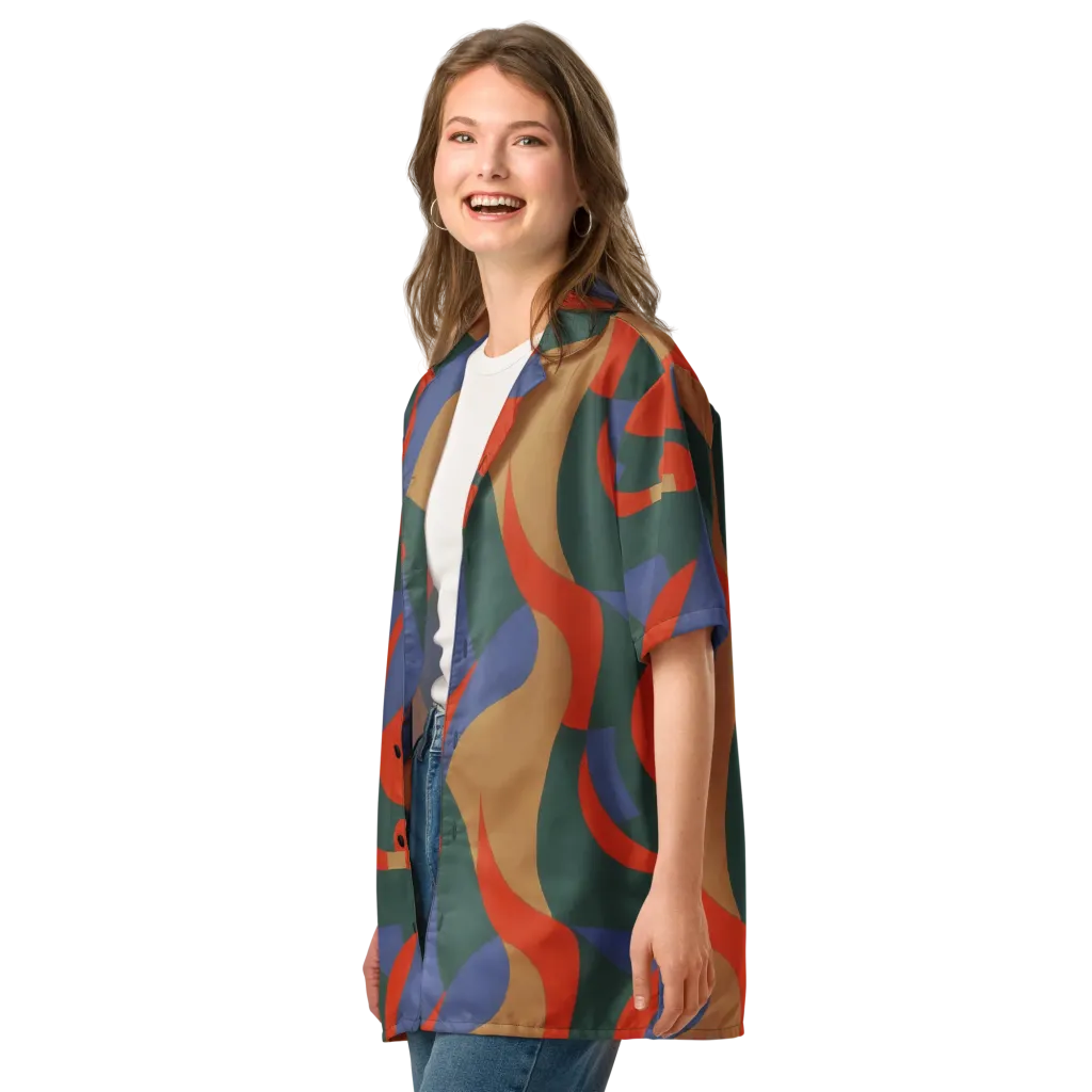 Vermilion Current on Button Shirt — Left Front