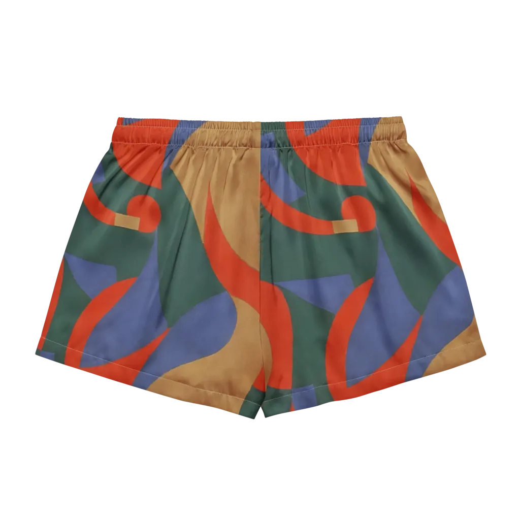 Vermilion Current on Women's Pajama Shorts — Back