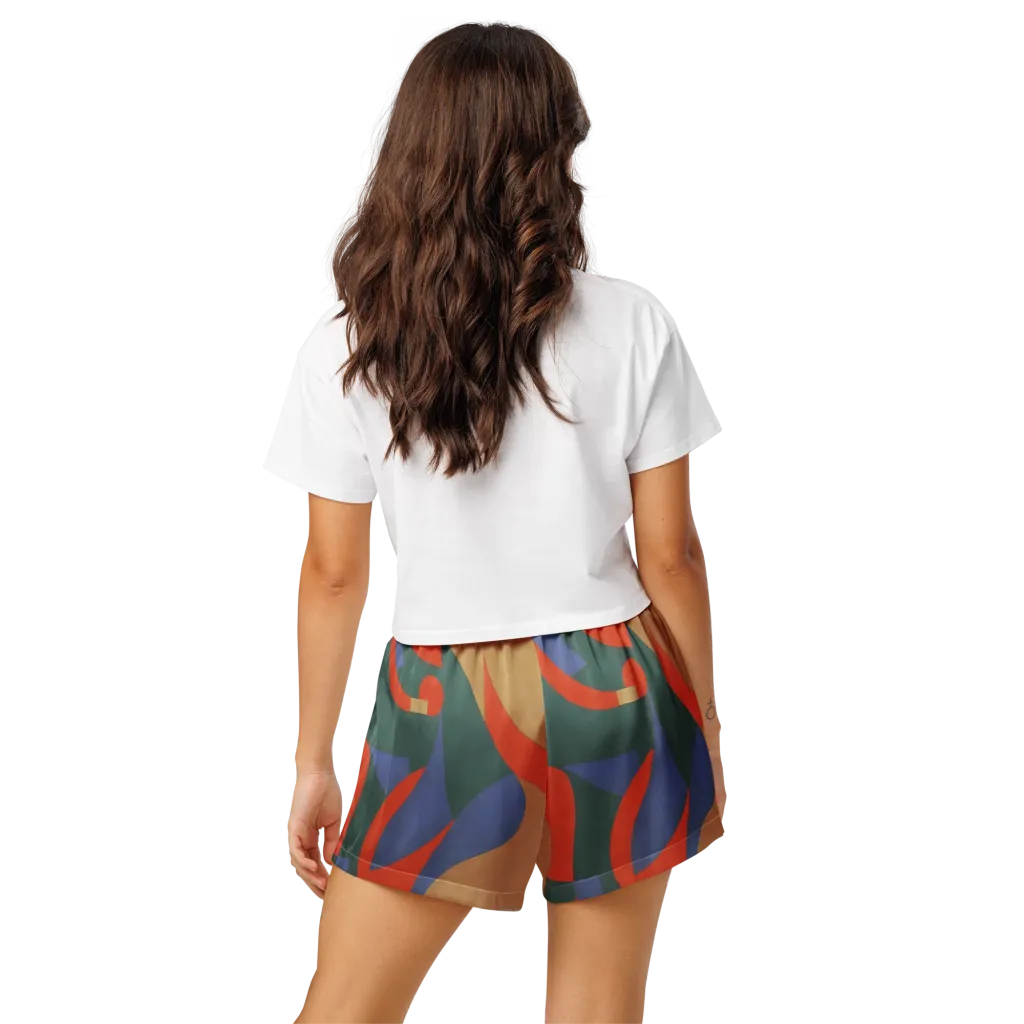 Vermilion Current on Women's Pajama Shorts — Back